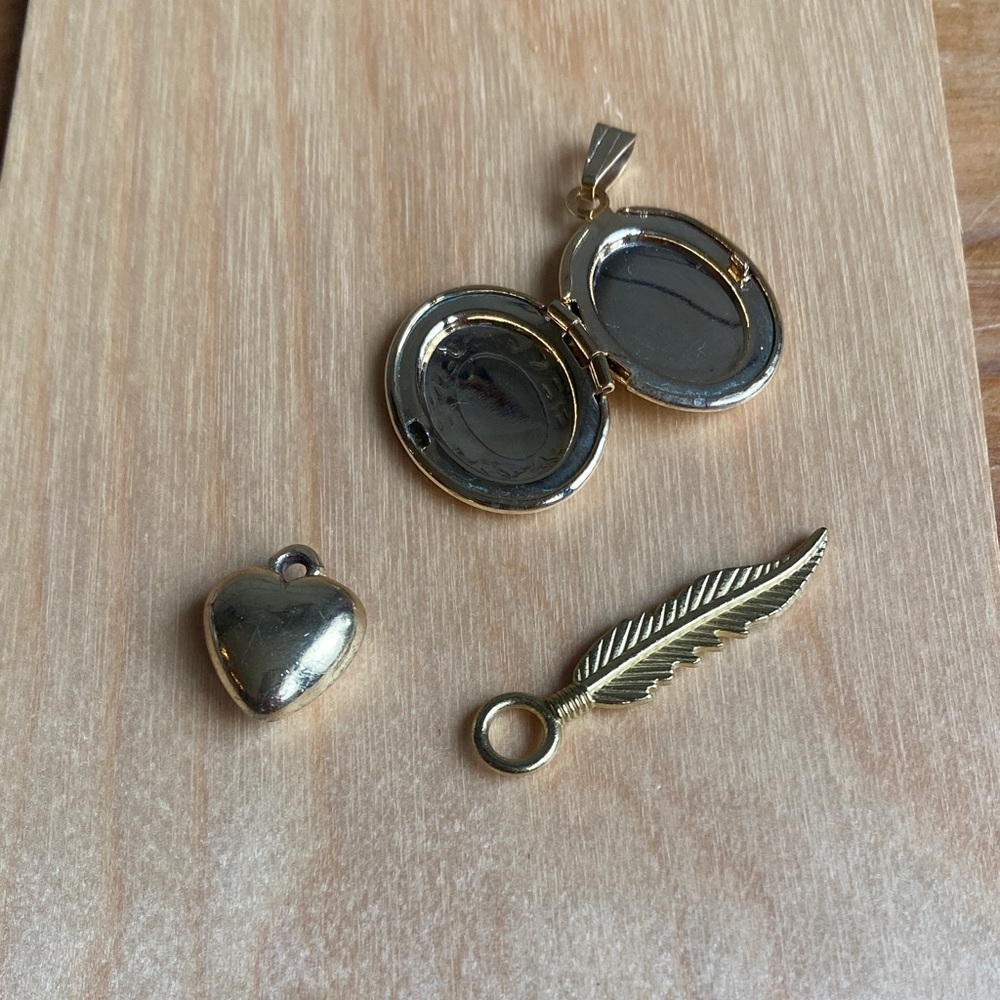 3 x necklace pendants including picture locket